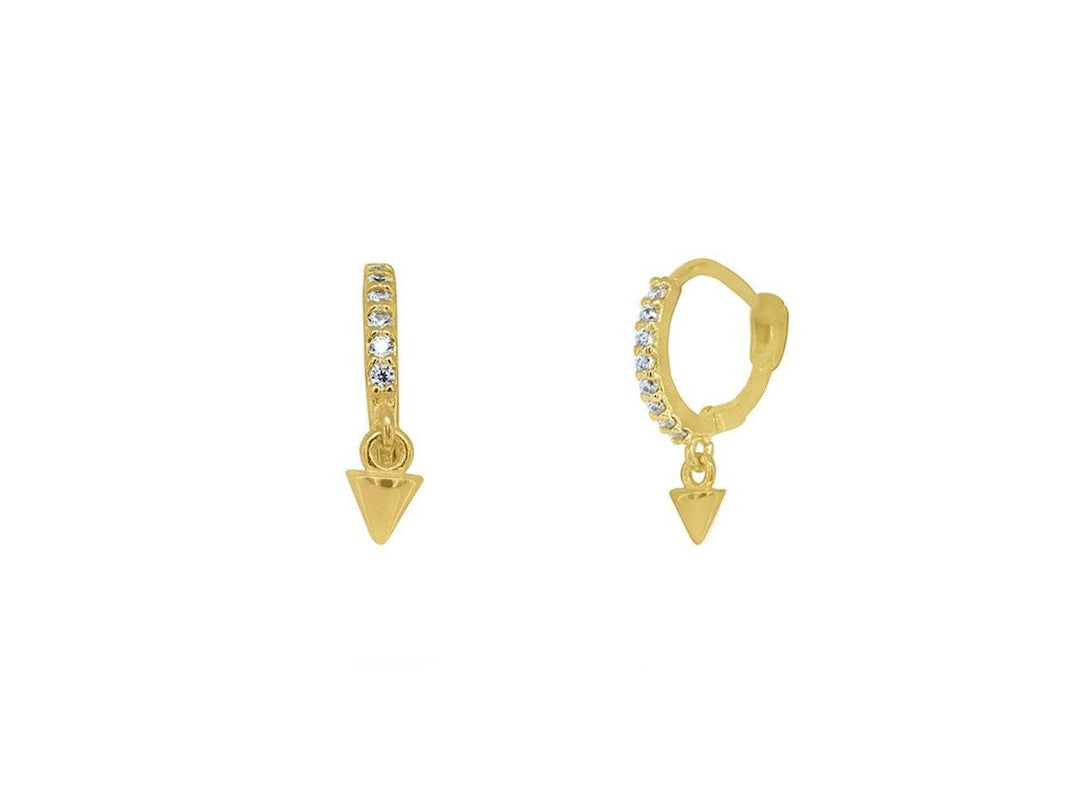 Hinged Mini Hoop Earrings with Dangling Arrows and CZs