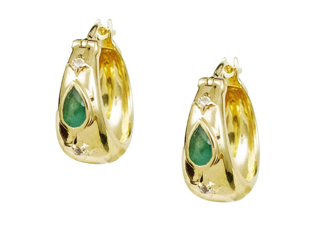 Emerald and Topaz Hoop Earrings