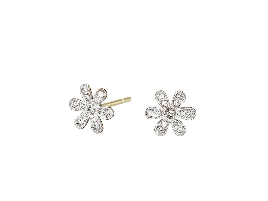 14k Diamond Daisy Stud Earrings