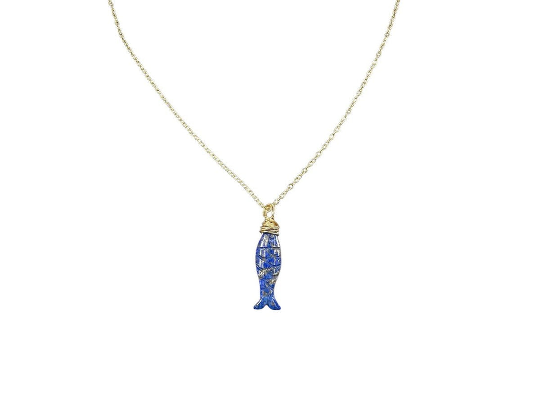 Lapis Fish Charm Necklace