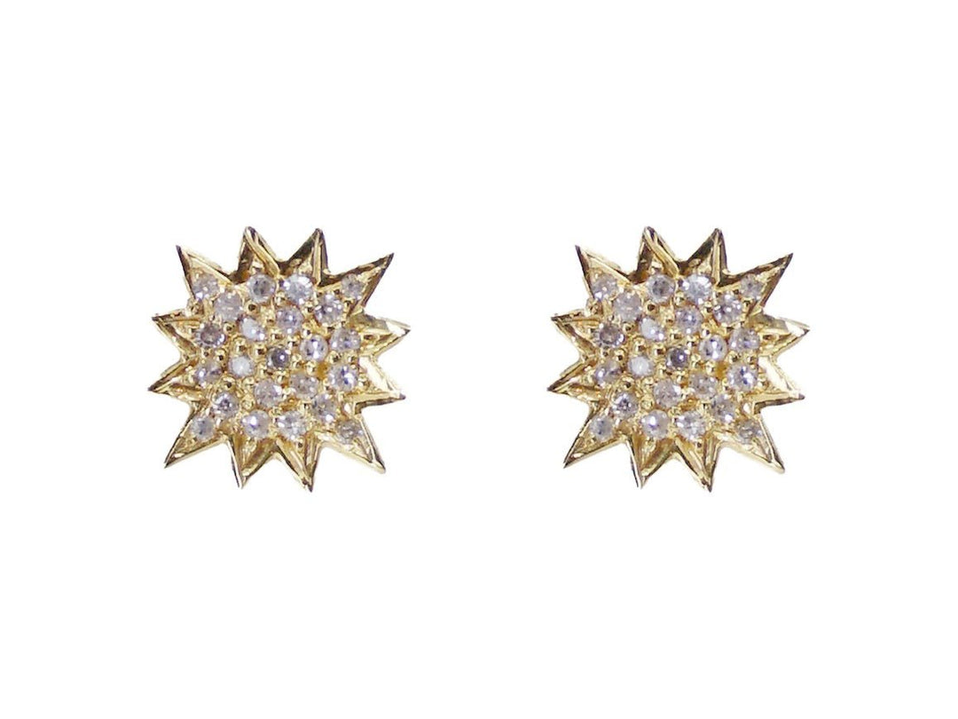 14k Diamond Sunburst Earrings