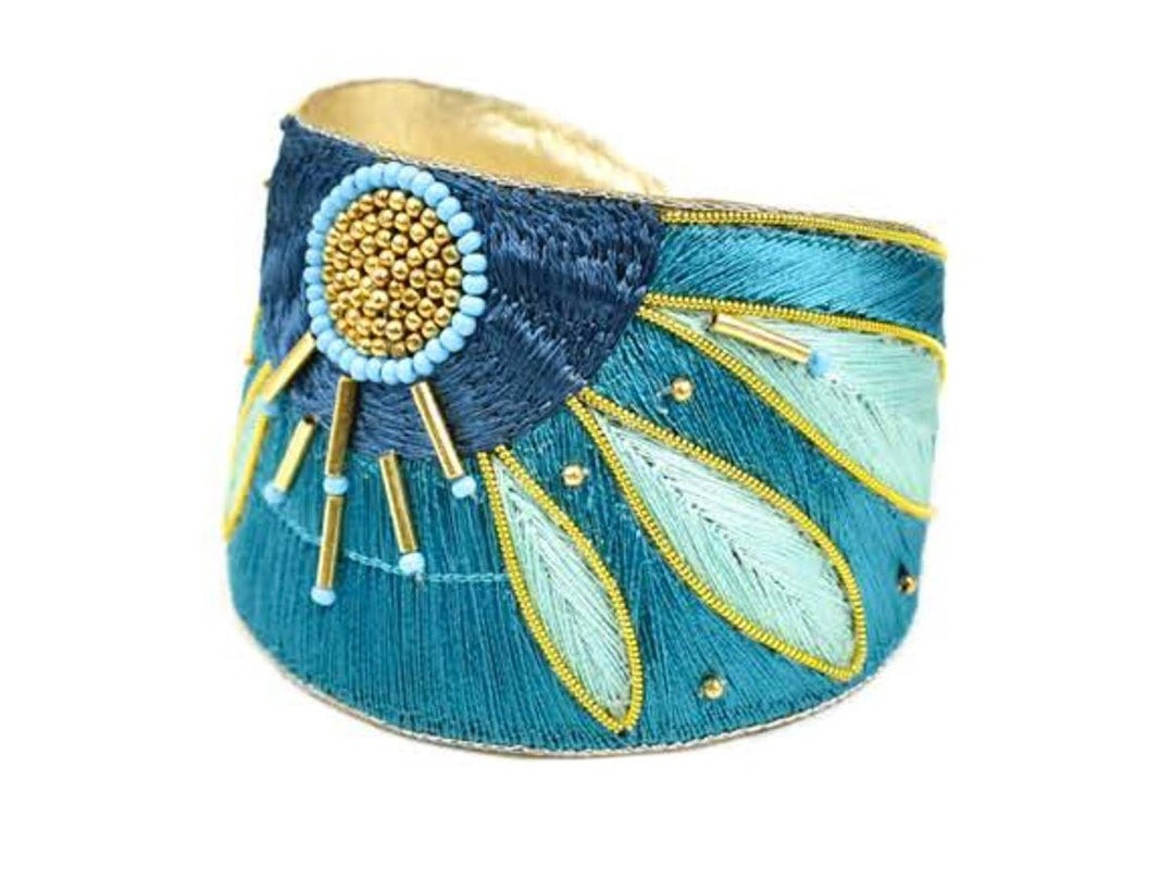 Blue and Light Blue Sun Embroidered Cuff