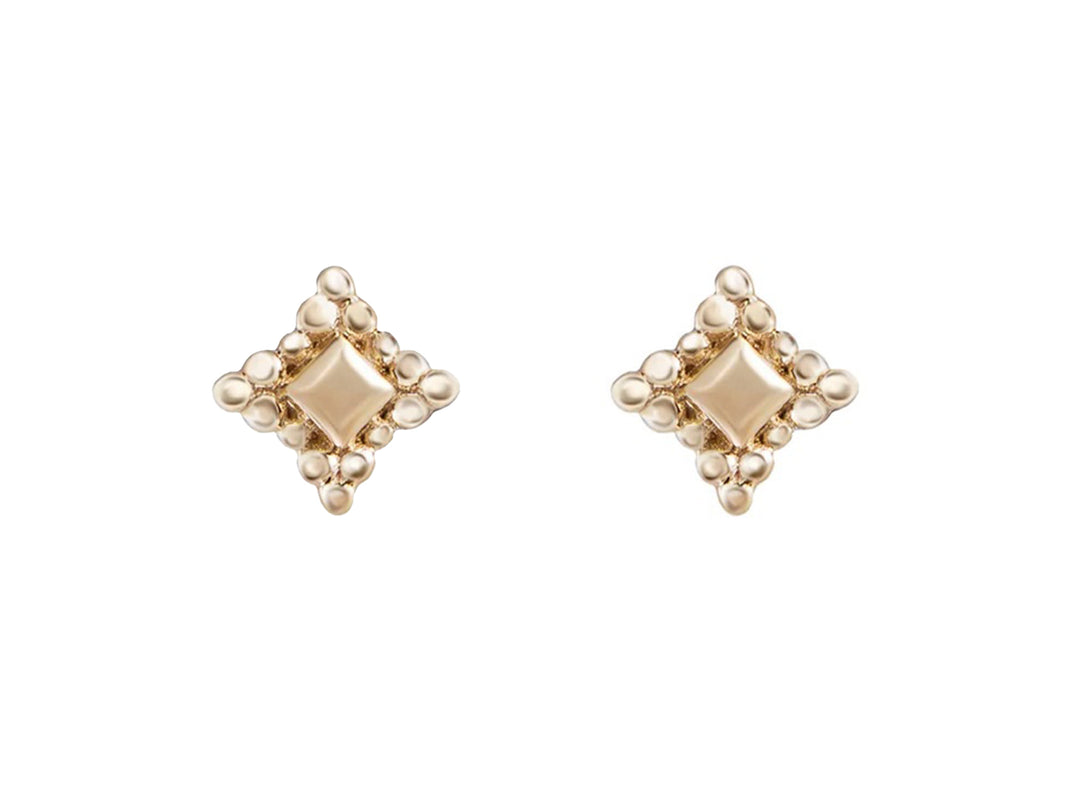 9k Diamond-Shaped Mala Studs