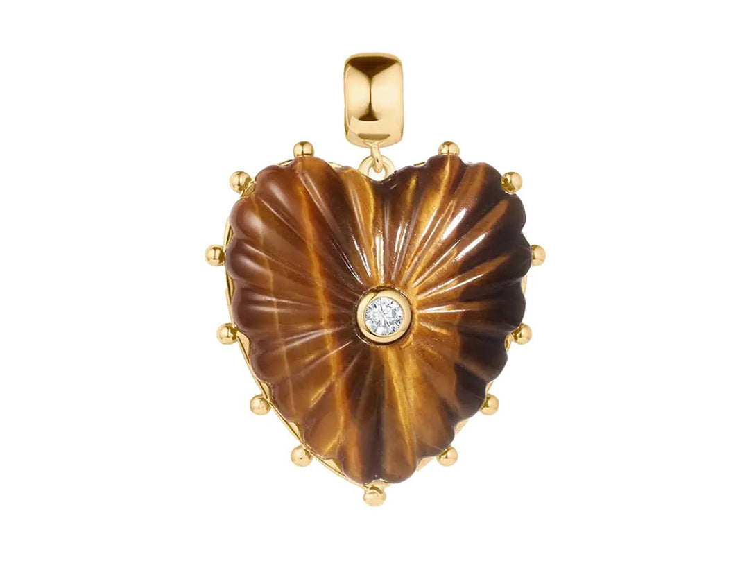 Tiger Eye Heart Charm with CZ