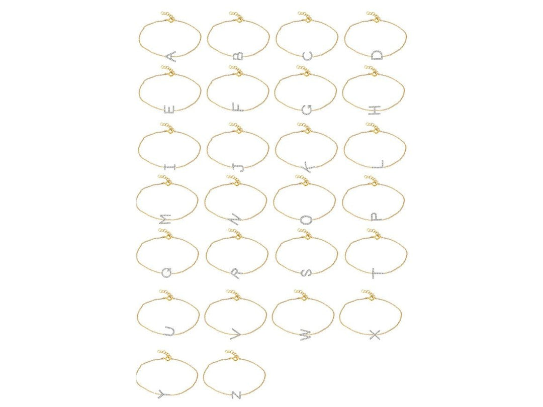 14k Gold Diamond Initial Bracelet