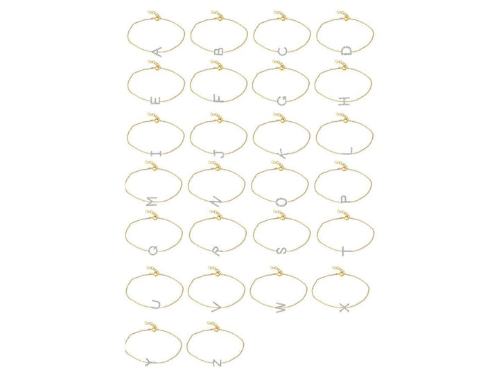 14k Gold Diamond Initial Bracelet