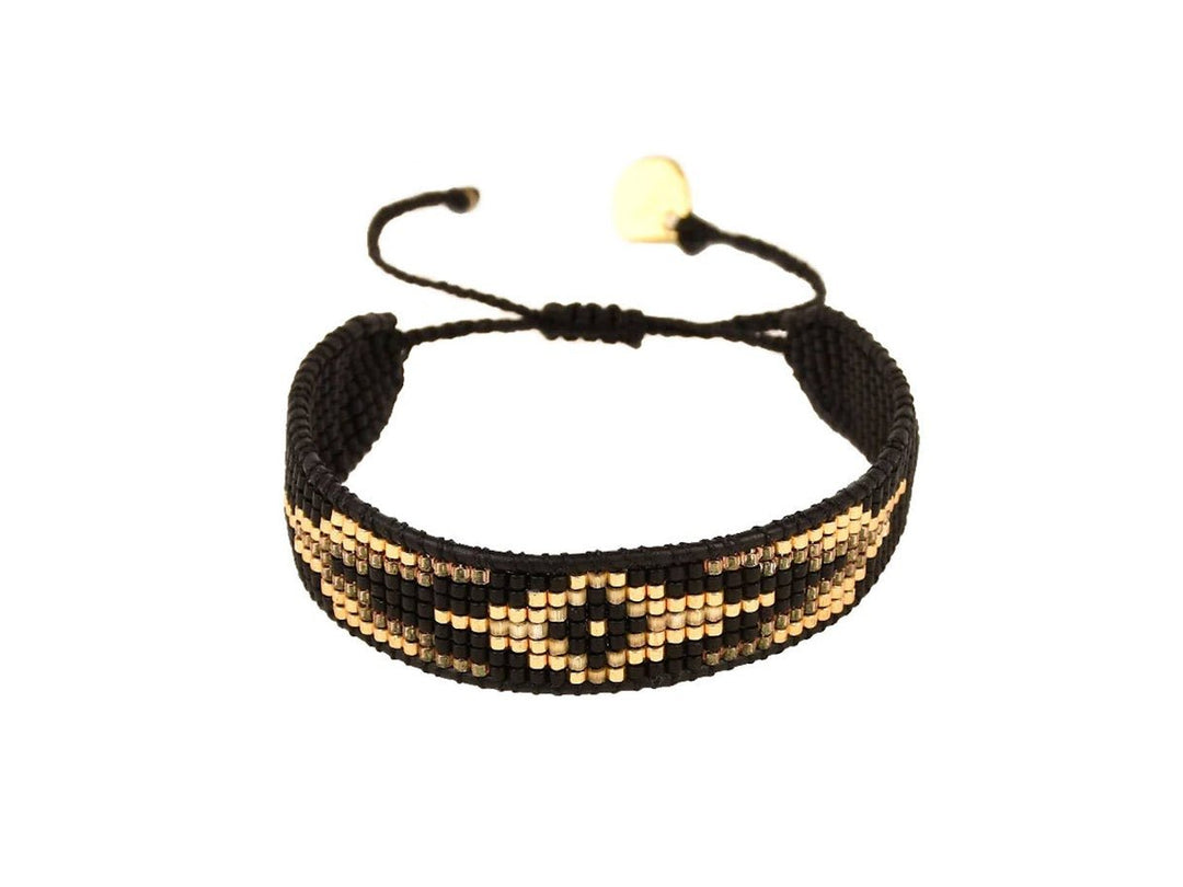Black and Gold Abstract Bead Bracelet