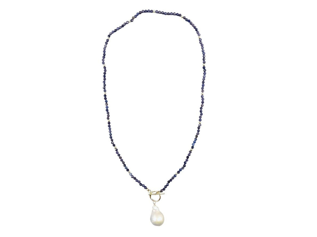 Blue Sapphire Necklace with Toggle Clasp