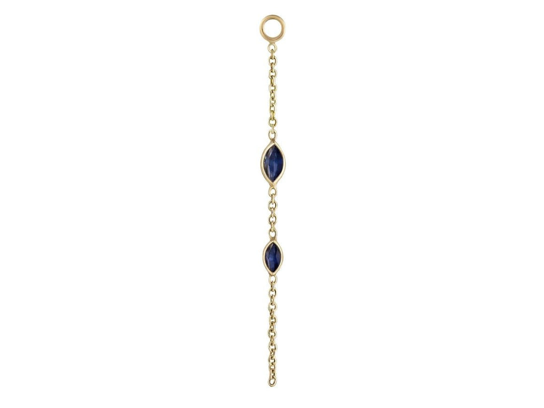 9k Double Marquis Blue Sapphire Chain Charm
