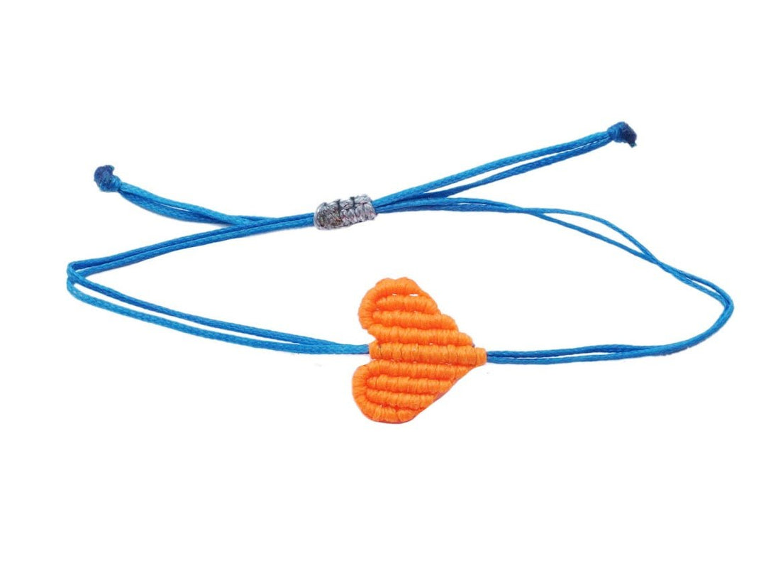 Neon Orange and Blue Heart Bracelet