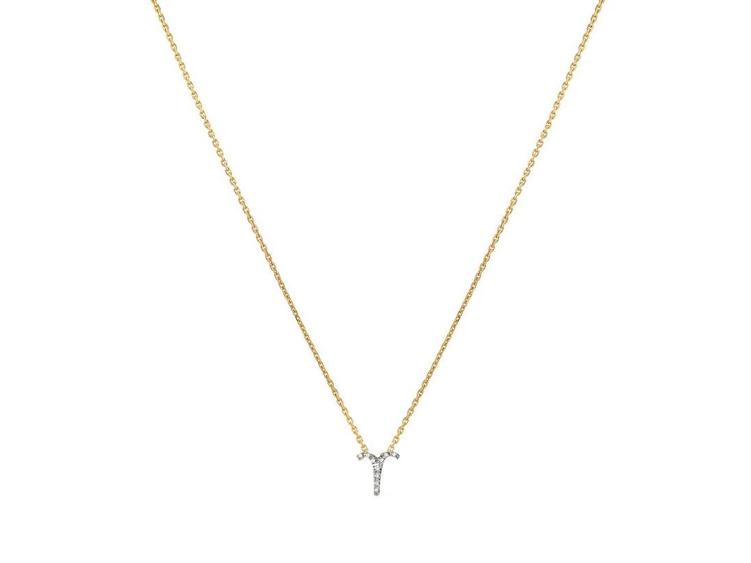 14k Diamond Aries Pendant Necklace