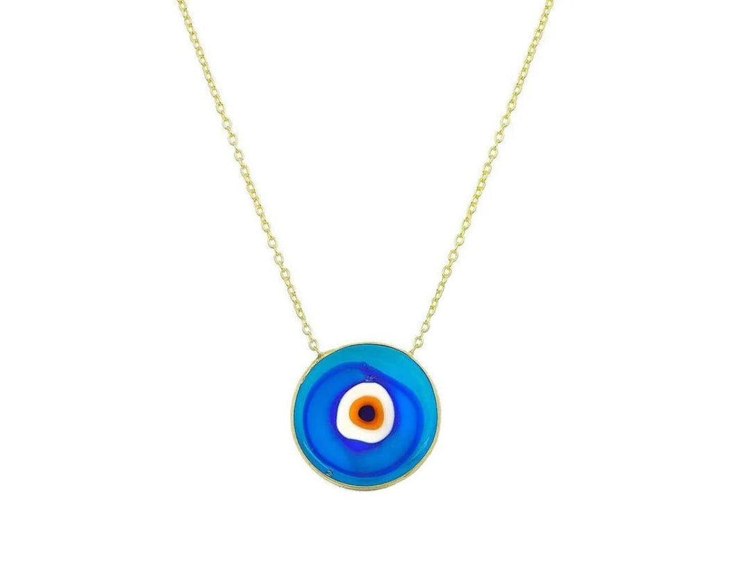 Handpainted Evil Eye Necklace in Cerulean