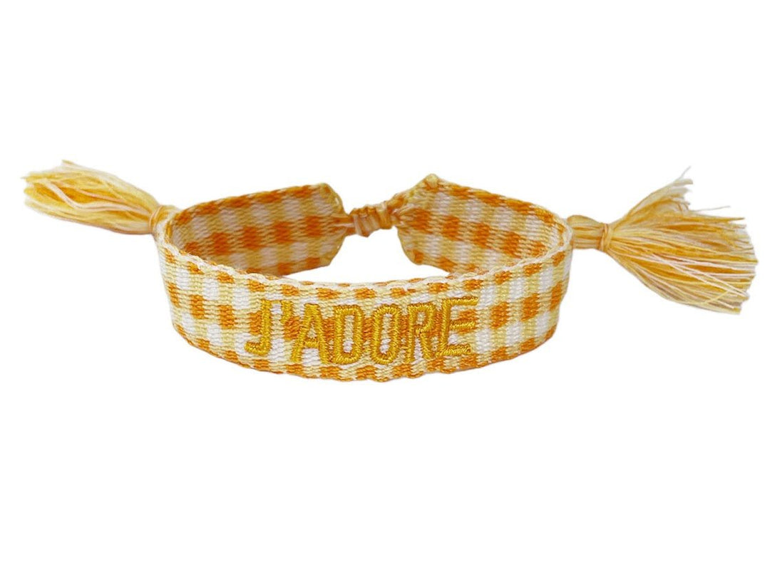 Orange and White Checkered J'ADORE Bracelet