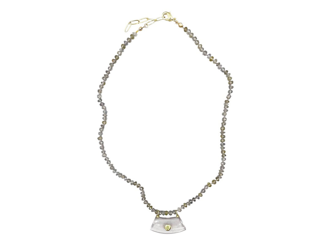 Labradorite Strand Necklace with Quartz and Crystal Pendant
