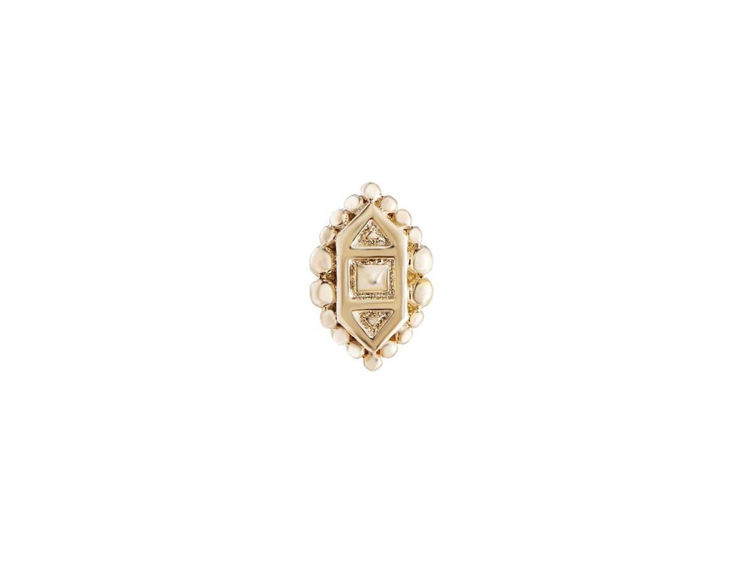 9k Bubble-Edged Shield-Shaped Mala Stud