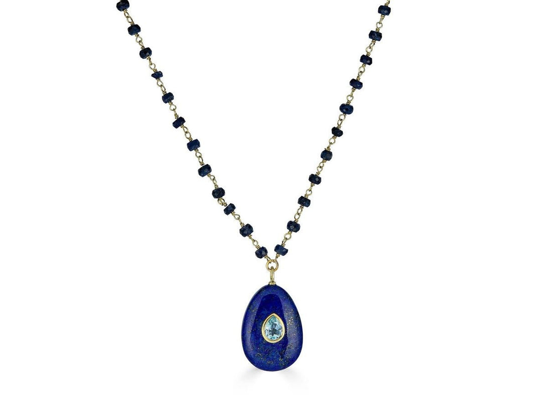 Lapis and Aqua Charm Necklace