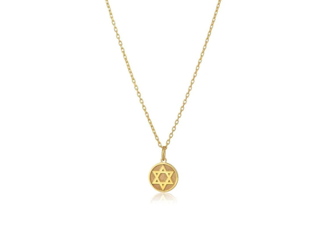 Gold Star of David Charm Necklace
