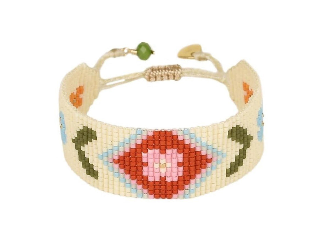 Wide Floral Beaded Bracelet