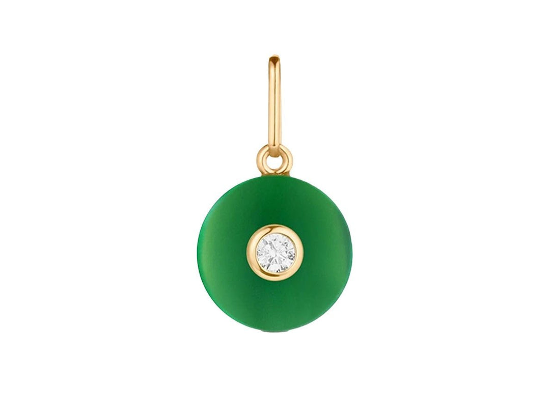 Round Jade Charm with CZ