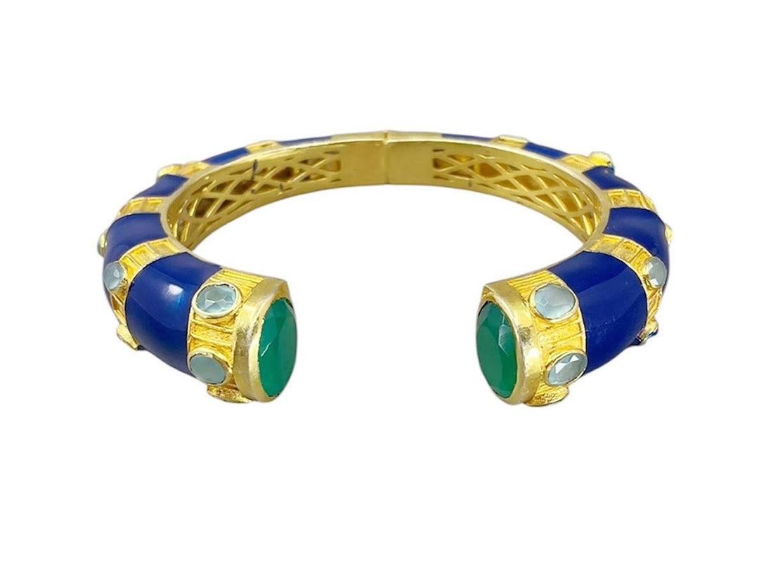 Blue Enamel Cuff with Chrysoprase