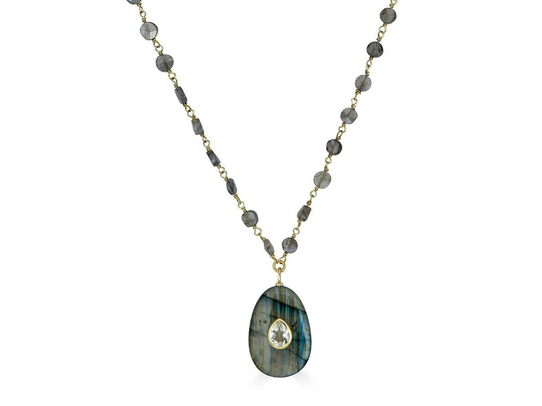 Labradorite and Quartz Charm Necklace