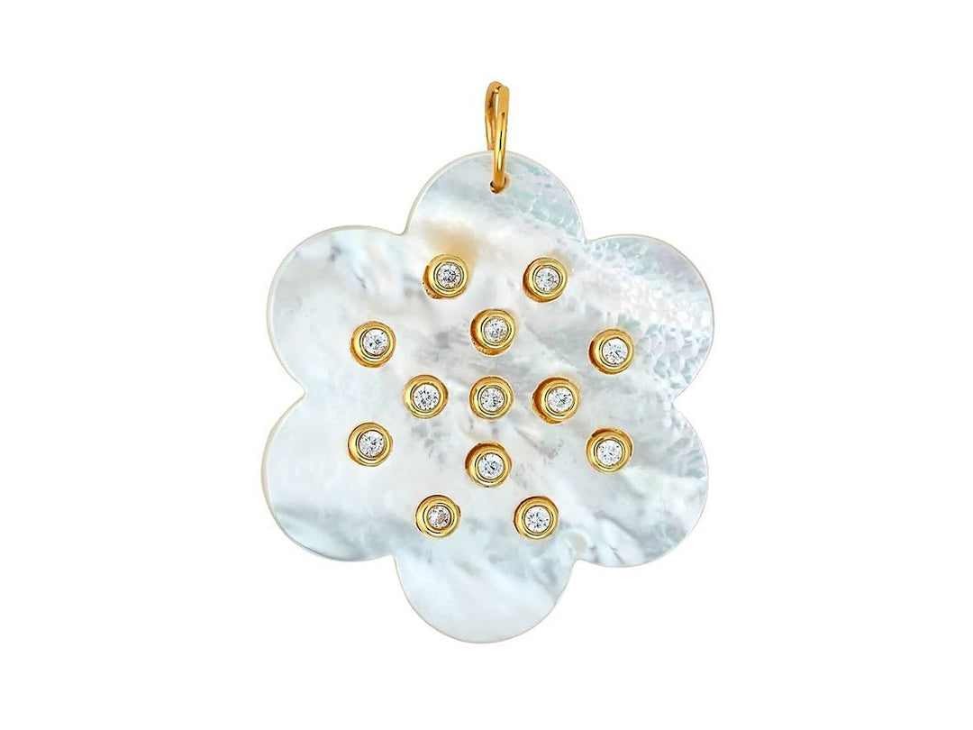 MOP Camellia Pendant with CZs