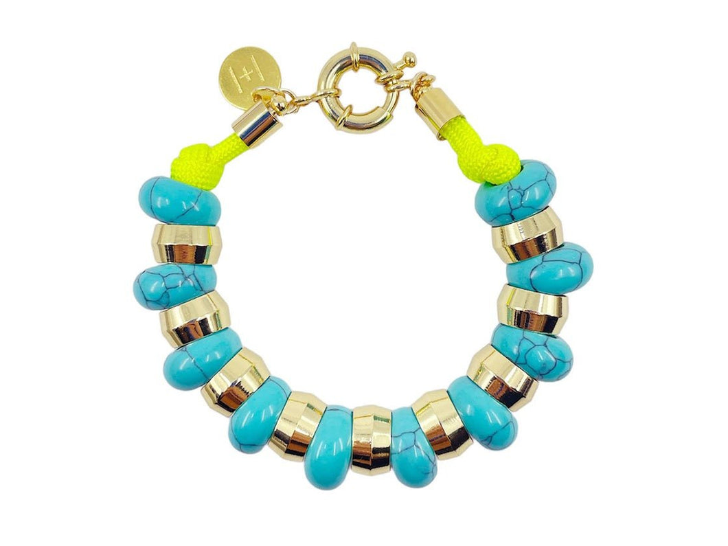 Turquoise Bracelet with Gold Rings