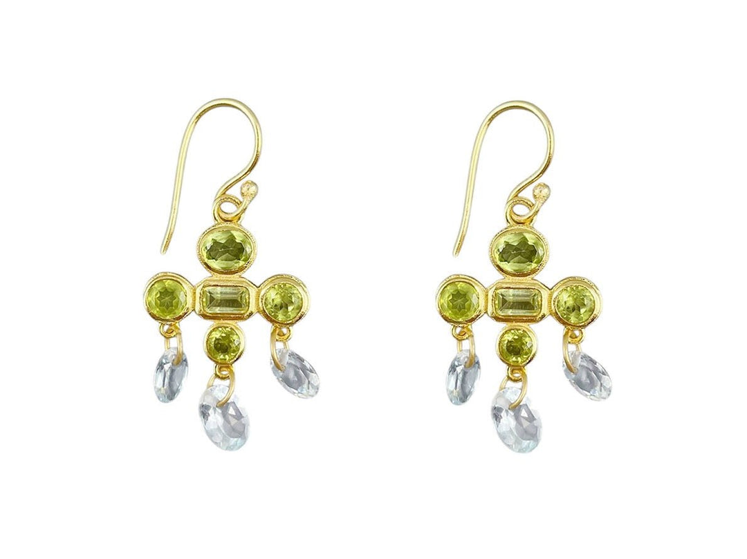 Peridot and Blue Topaz Chandelier Earrings