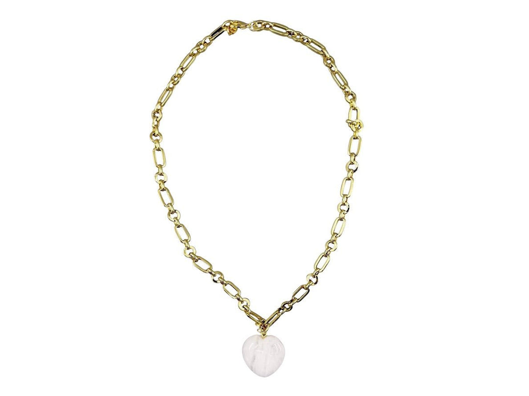 Quartz Heart Charm Necklace