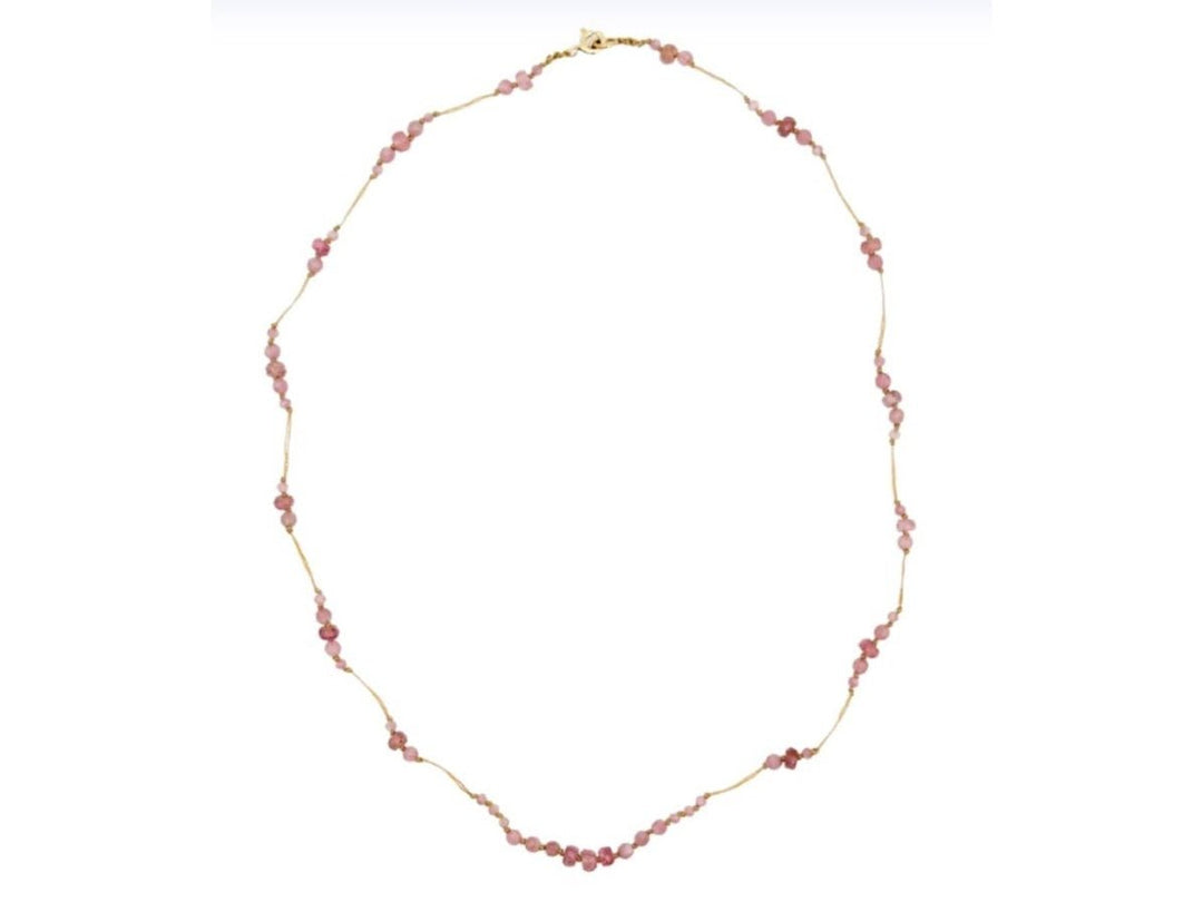 Pink Tourmaline Beaded Necklace.