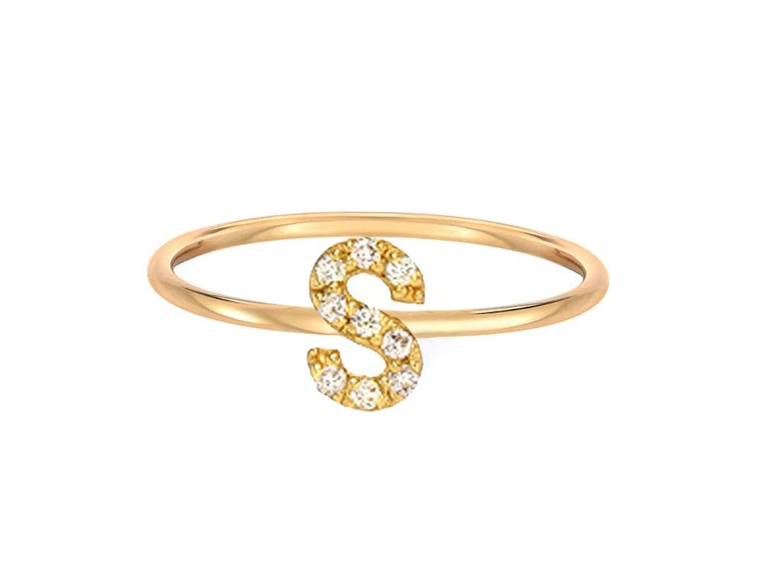 14k Diamond Initial Ring