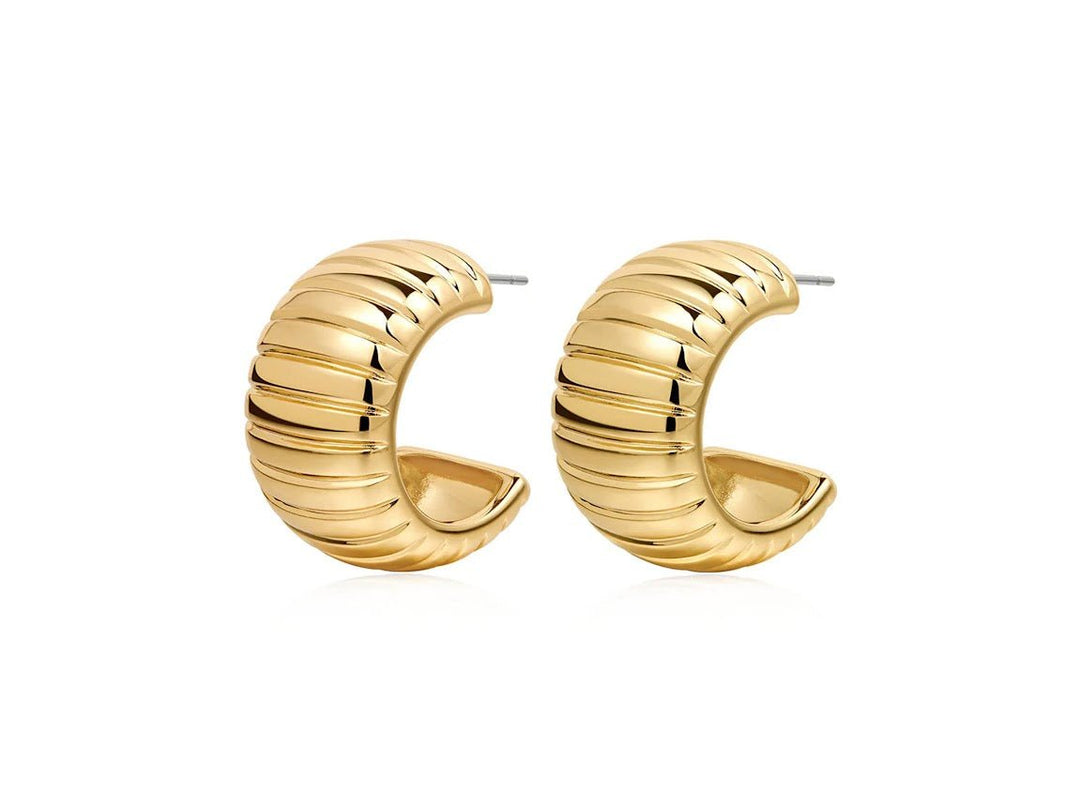Gold Chunky Ridged Hoops