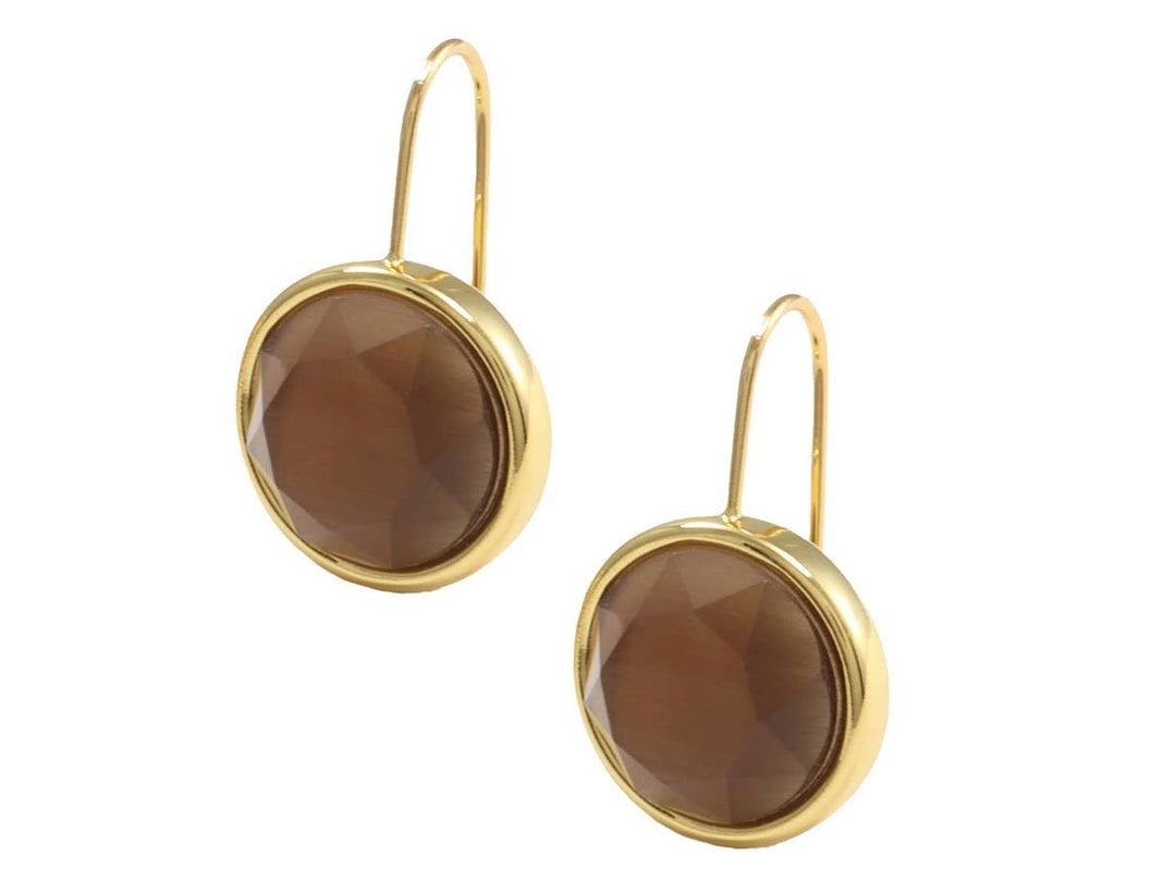 Brown Faceted Glass Earrings