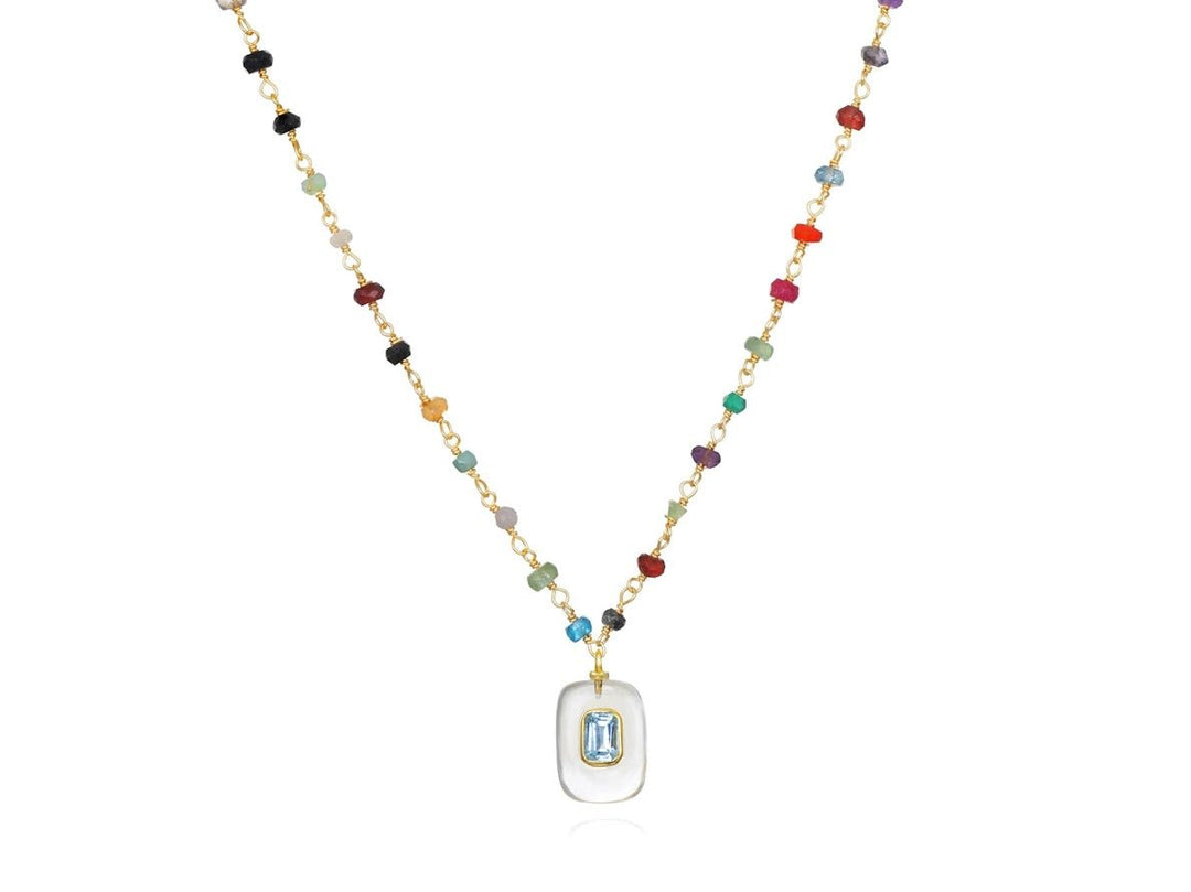 Rainbow Quartz and Topaz Charm Necklace