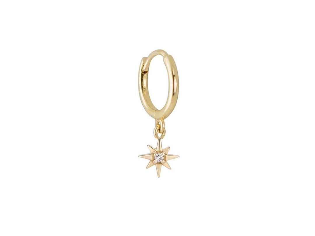 14k Clicker Hoop with Diamond Star