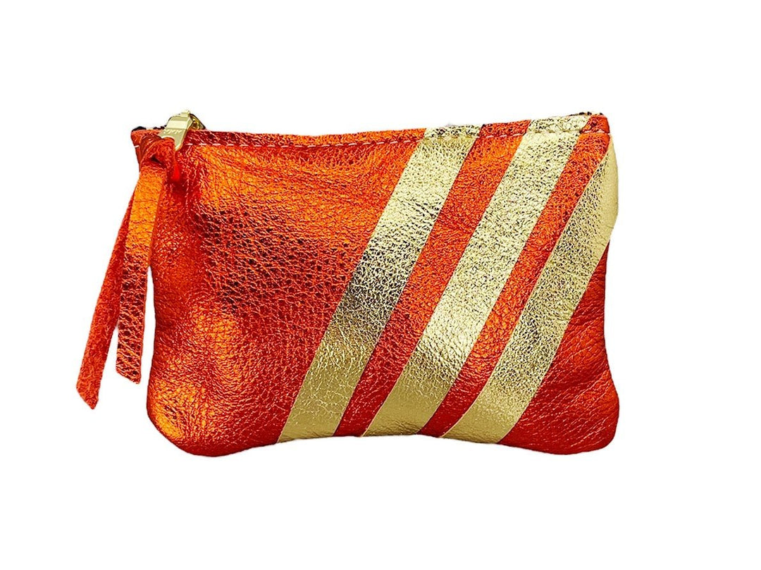 Mango Metallic Wallet with Gold Stripes