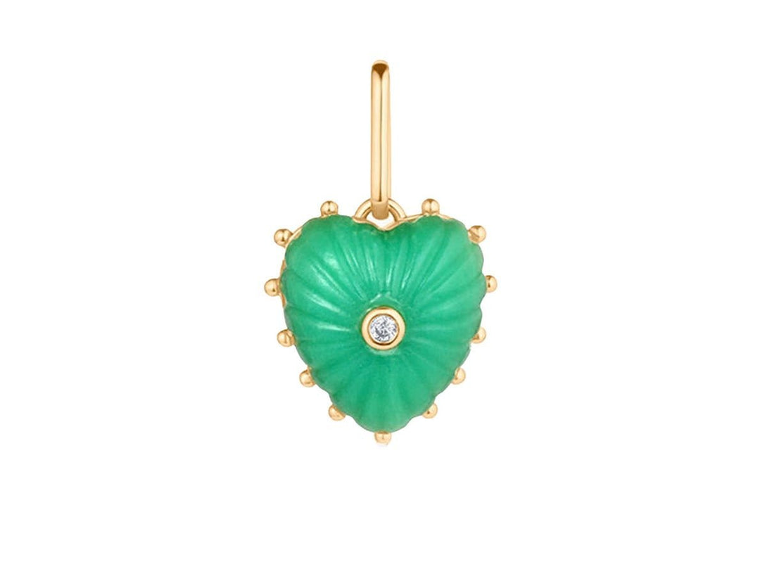 Small Carved Chrysoprase Heart Charm