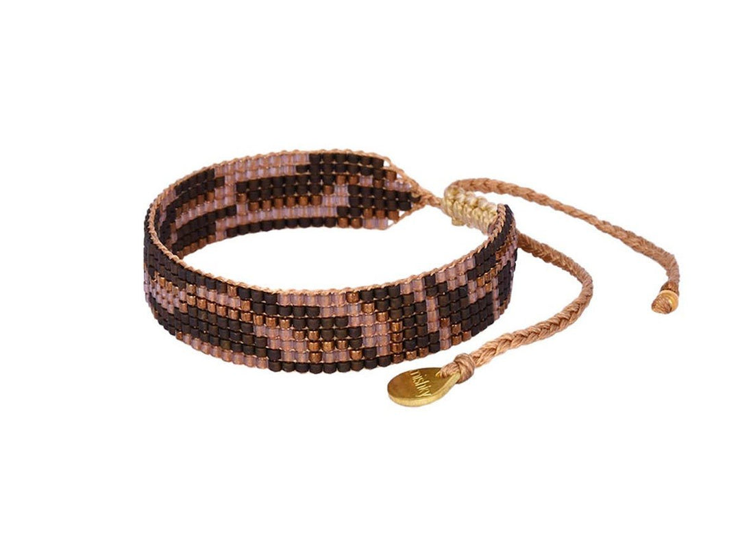 Brown and Gold Zebra Stripe Beaded Bracelet