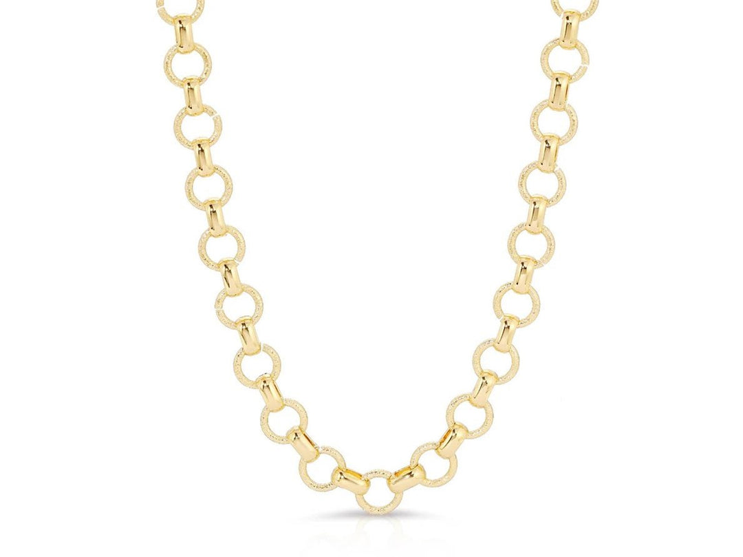 Gold Textured Link and Shiny Link Chain