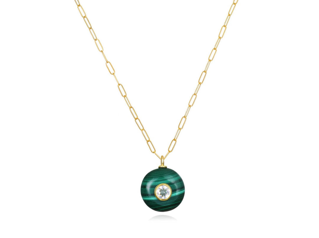 Malachite and Topaz Charm Necklace