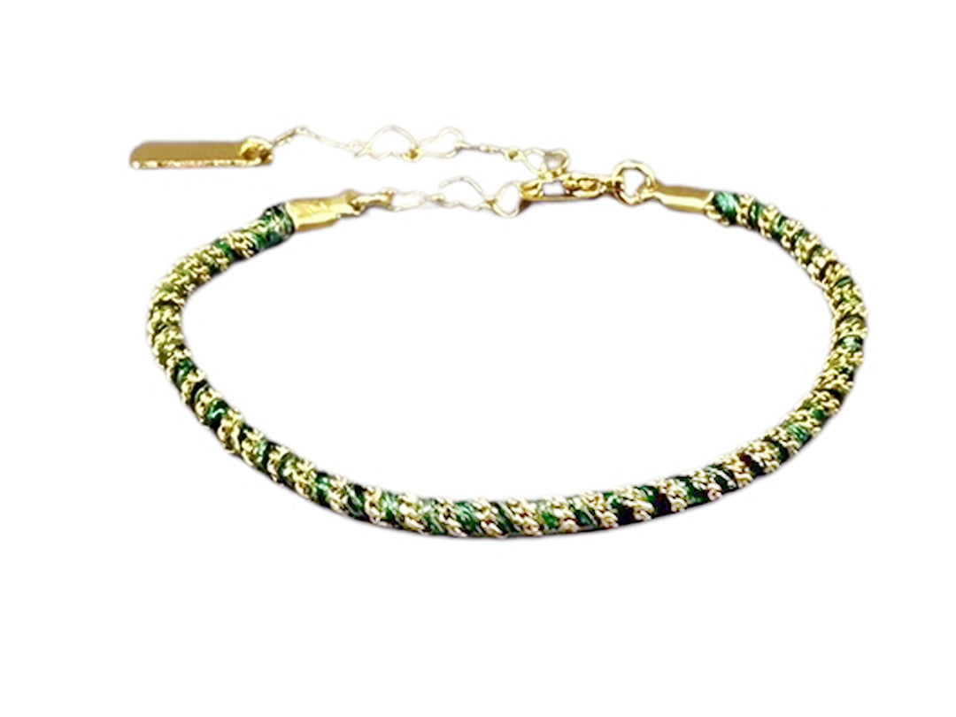 Green Threaded Chain Bracelet