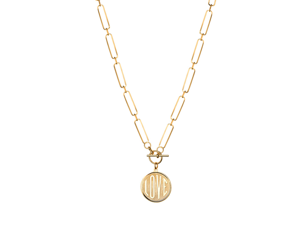 Gold Love Charm Toggle Necklace