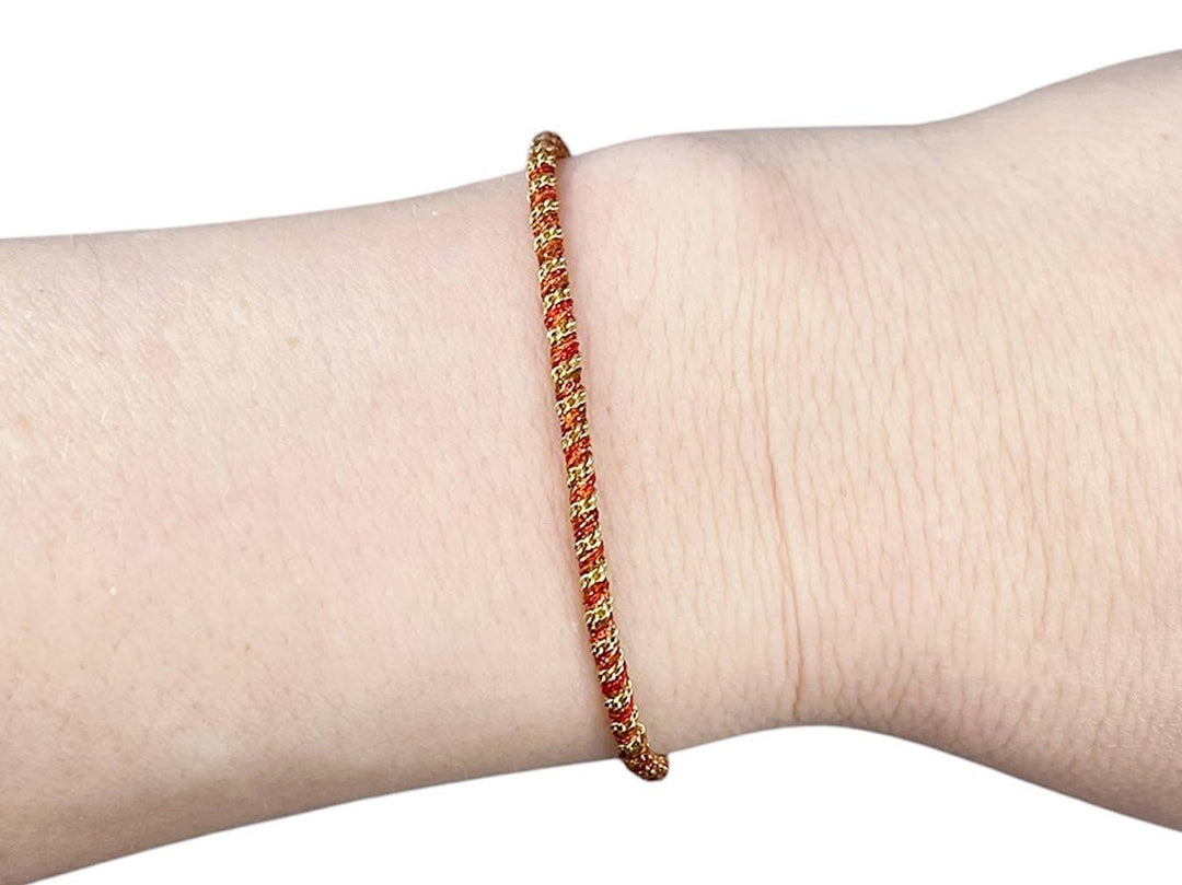Orange Threaded Chain Bracelet