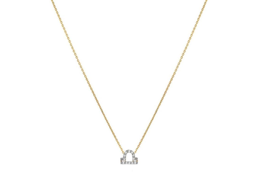 14k Diamond Libra Pendant Necklace