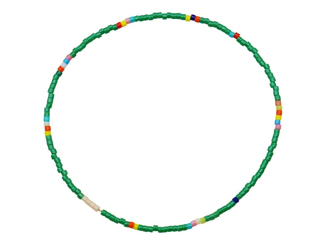 Green Colorful Glass Bead Bracelet.