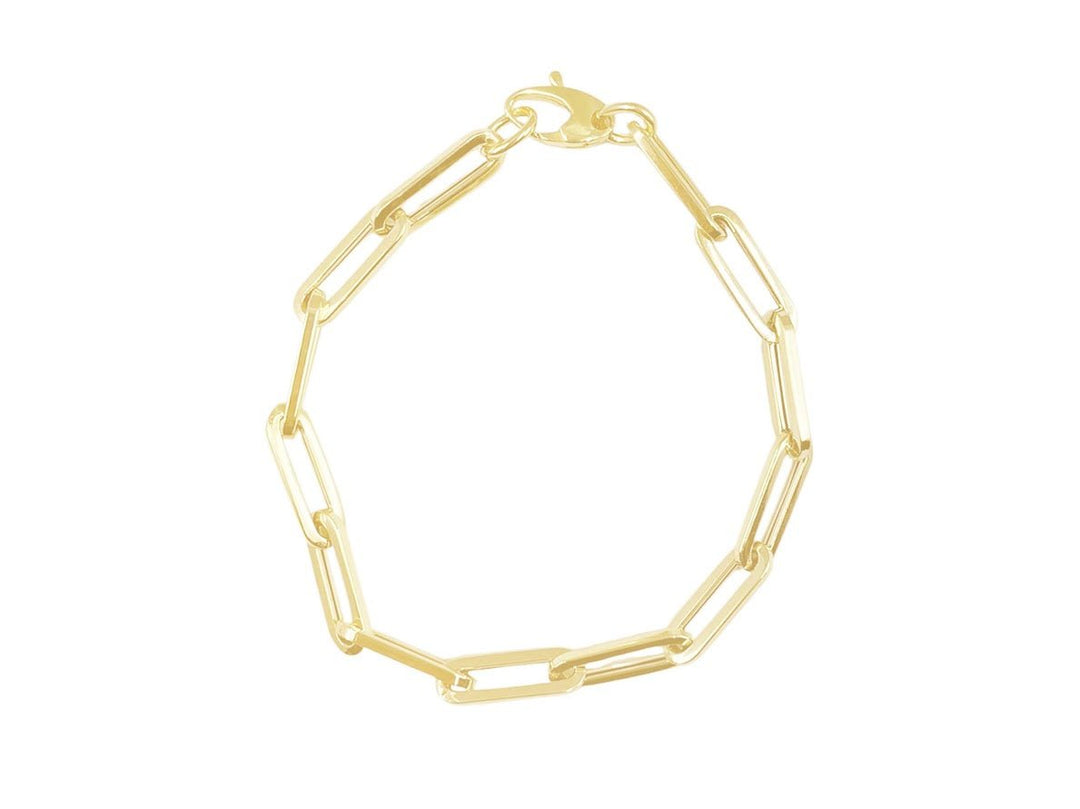 14k Elongated Paperclip Chain Bracelet