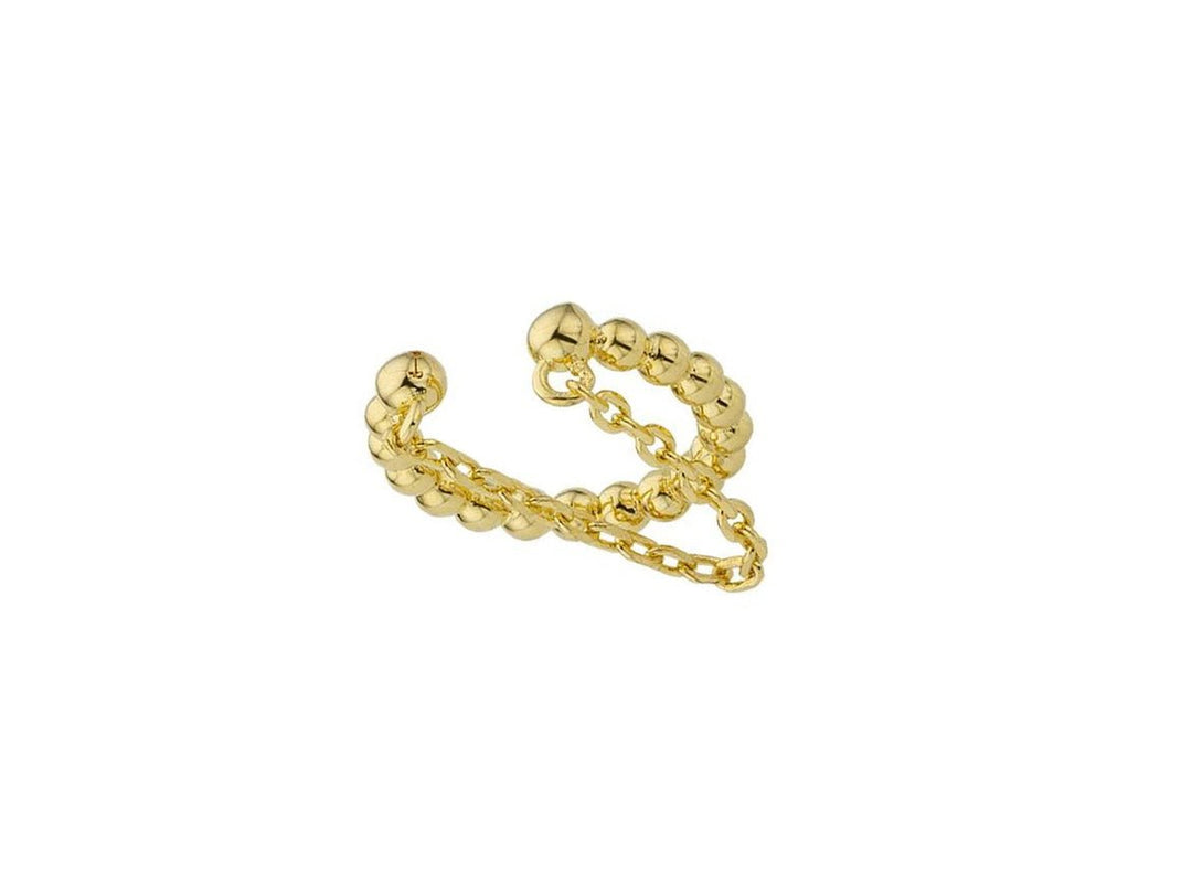 Gold Beaded Ear Cuff with Chain