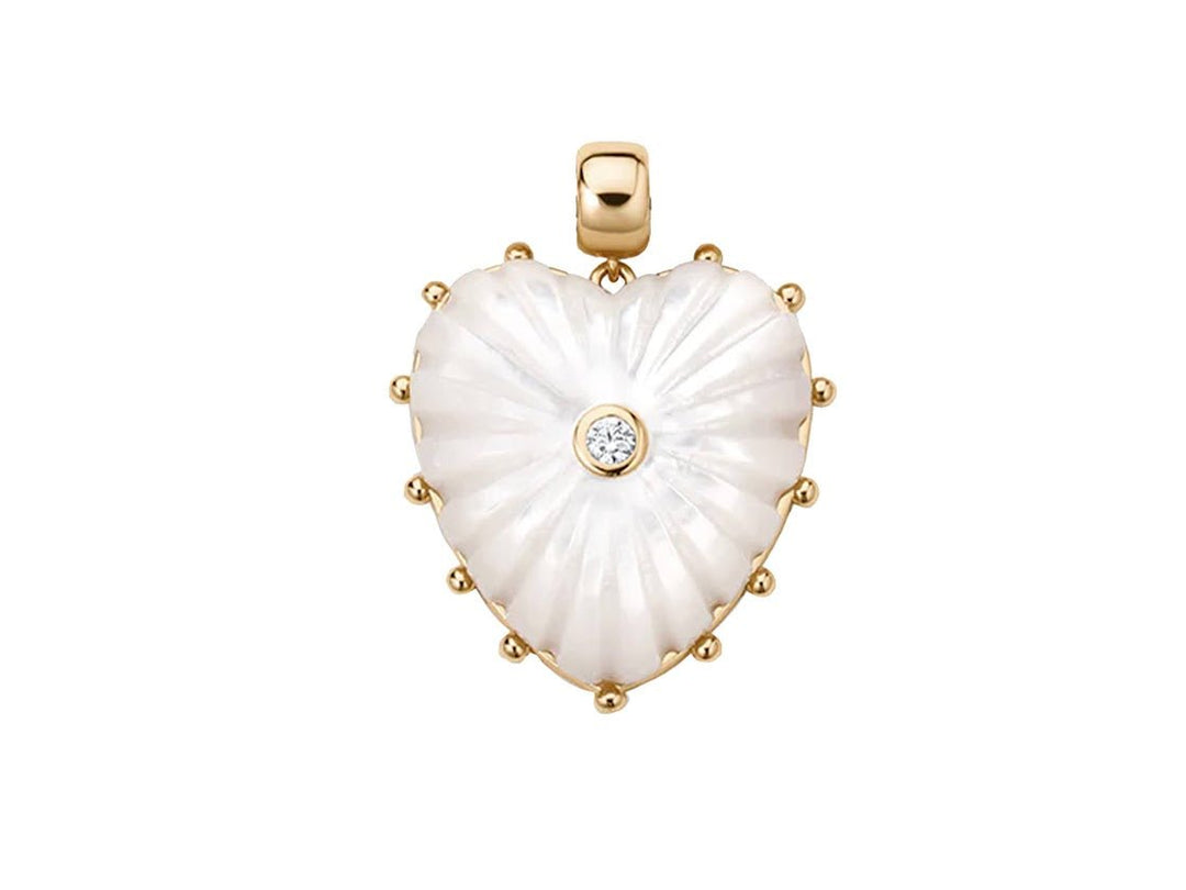 Mother of Pearl Heart Charm with CZ