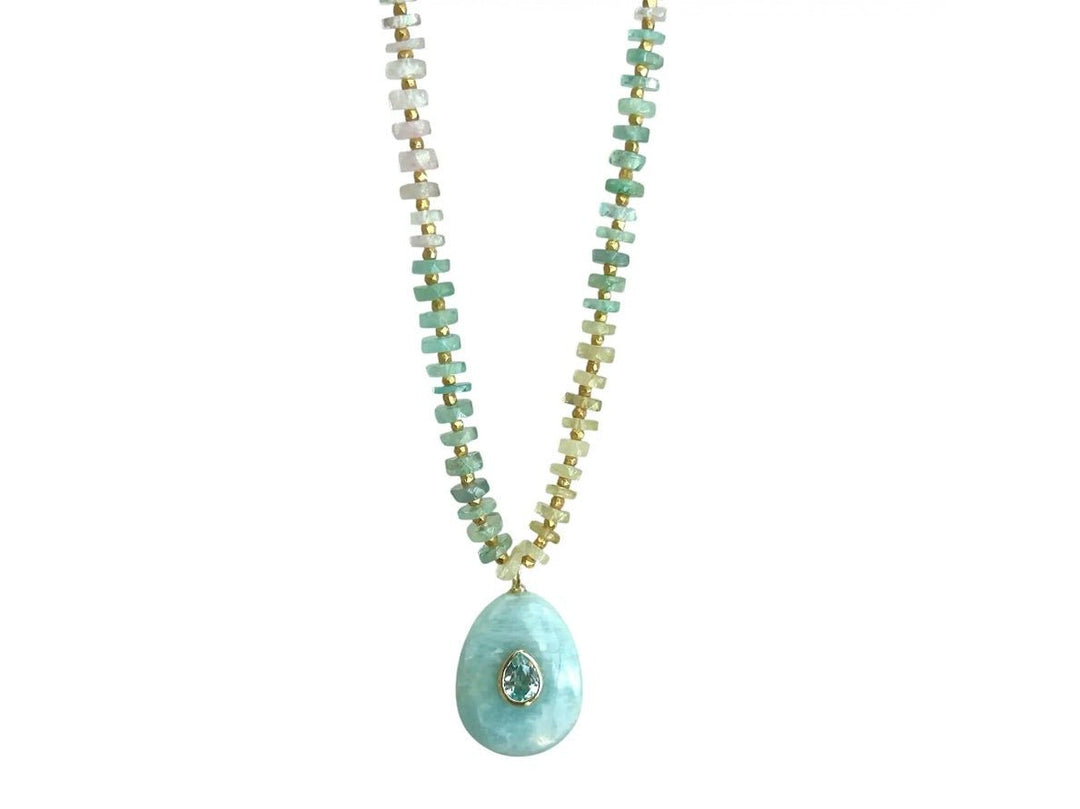 Aquamarine Necklace with Aquamarine and Topaz Charm