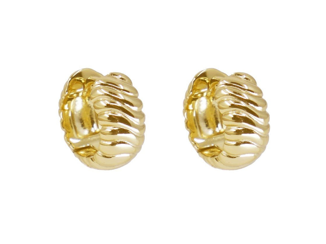 Gold Curvy Ridged Huggie Hoops